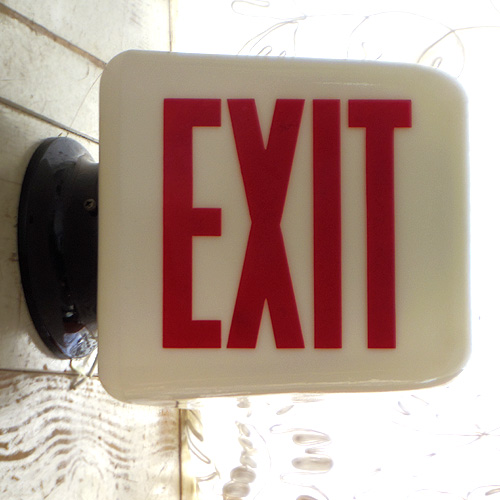 JigsawVintageCo,】シーリングライト（黒）+アンティーク EXIT ガラス