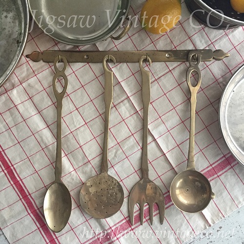 フランス アンティーク キッチンツール5点＋ハンガーセット