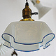 アンティーク照明　ミルクガラス　ハンカチシェード　ブルーエッジ　ペンダントランプ